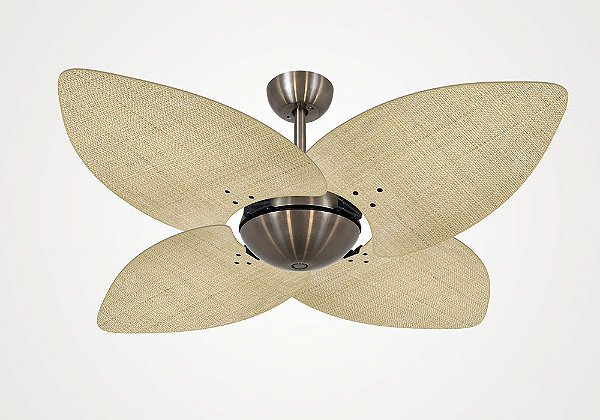 Ventilador de Teto Kazaprime Bronze Office 4 Pas Big Flower Palmae Natural  - Kazaprime Iluminação e Decoração