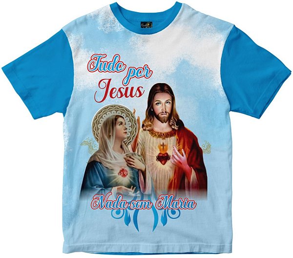 Camiseta Coração de Jesus e Maria Rainha do Brasil