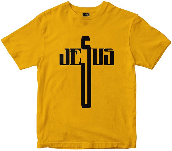 Camiseta Jesus em Cruz amarela Rainha do Brasil