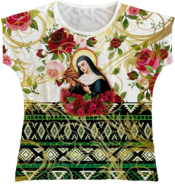 Blusa Feminina bata Santa Rita Rainha do Brasil