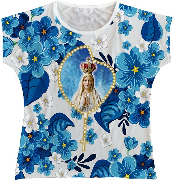 Blusa Feminina bata Nossa Senhora de Fátima Rainha do Brasil