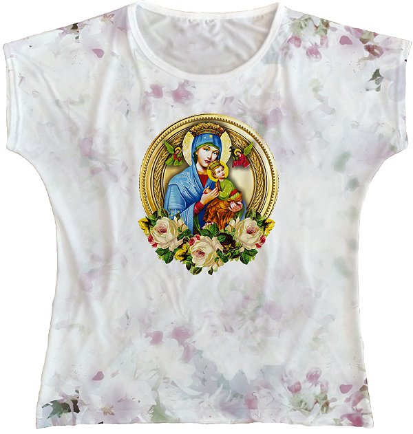 Blusa Feminina bata N. Senhora do Perpétuo Socorro Rainha do Brasil