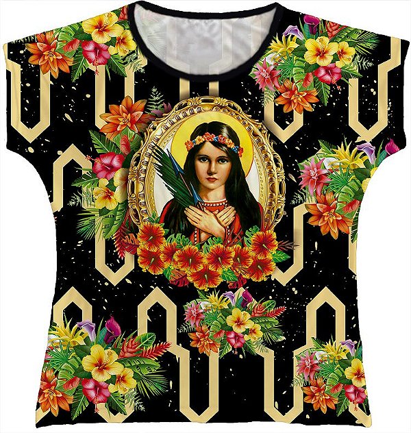 Blusa Feminina bata Santa Filomena Rainha do Brasil