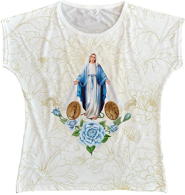 Blusa Feminina bata Nossa Senhora das Graças Rainha do Brasil