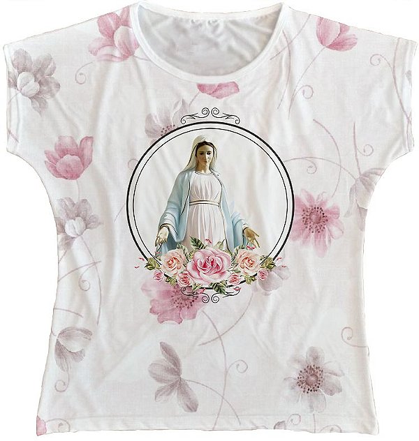 Blusa Feminina bata Nossa Senhora das Graças Rainha do Brasil