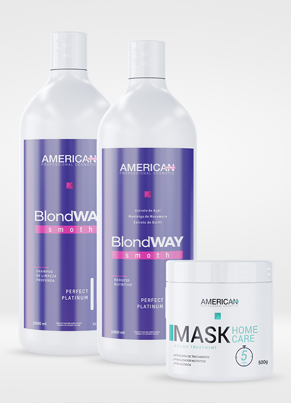 Blond WAY Smoth American Desire  Shampoo e Redutor - 1000ml + Mask 500g