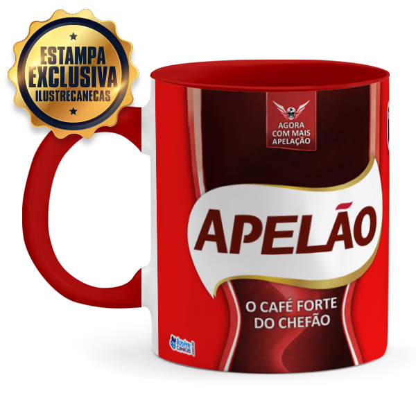 Caneca Apelão, o Café Forte do Chefão (Escolha Rugal, Bison ou Shao Kahn), Cerâmica 325ml