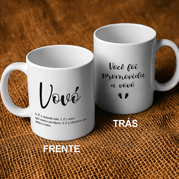 Caneca Personalizada Revelação Anúncio de Gravidez Promovido a Vovô, Vovó, Titio, Titia