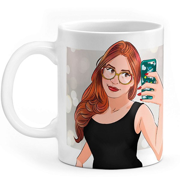 Caneca Personalizada com Caricatura Premium + Nome, Presente Criativo