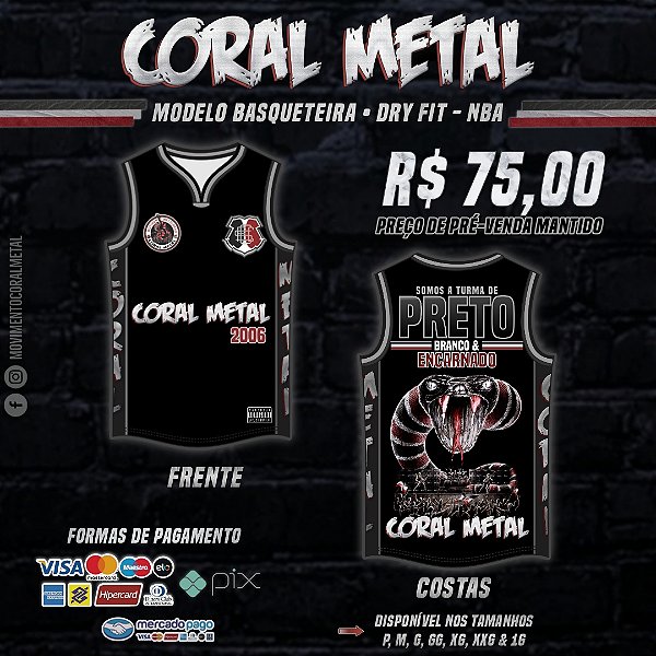 REGATA BASQUETEIRA DRYFIT NBA | MOVIMENTO CORAL METAL