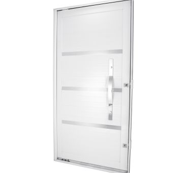 PORTA CRV LAMBRI PIVOTANTE ALUMINIO BRANCO C/FRISO C/ PUXADOR OVAL NOBRE 115X223X10,5CM