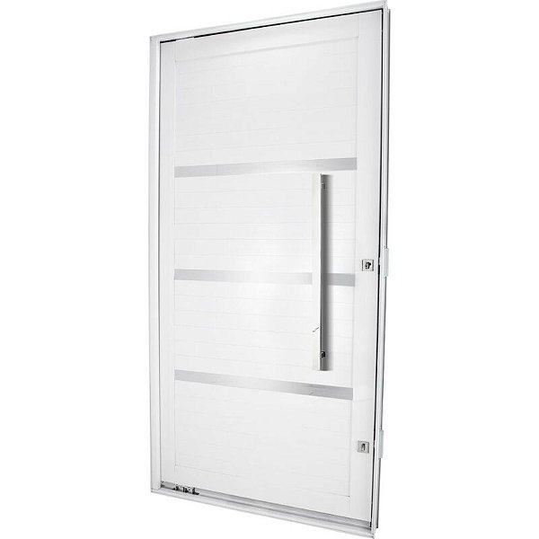 PORTA CRV LAMBRI PIVOTANTE ALUMINIO BR C/FRISO 115X223X10,5CM C/ PUXADOR OVAL NOBRE