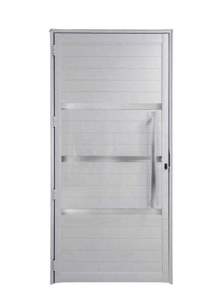 PORTA CRV LAMBRI ALUMINIO NOBRE BRANCA C/ FRISO PUX RETO 90X216X4,5CM