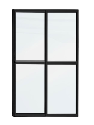 PORTA DE CORRER 02 FOLHAS LATERAL ALUMINIO BLACK EXCELLENCE 210X150X12 VIDRO INCOLOR