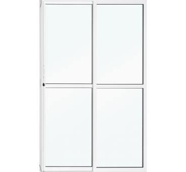 PORTA DE CORRER 02 FOLHAS LATERAL ALUMINIO BRANCA EXCELLENCE 210X150X12 VIDRO INCOLOR