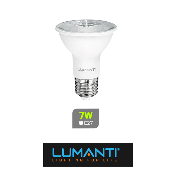LÂMPADA PAR 20 7W 4000K IP20 IRC 80 USO INTERNO LUMANTI