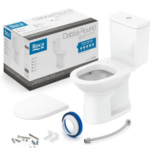 COMBO BACIA ROCA DEBBA ROUND COM CAIXA ACOPLADA BRANCA