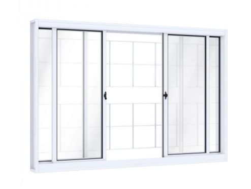 JANELA DE CORRER AÇO BRANCA 4FOLHAS 100X150X12CM C/GRADE