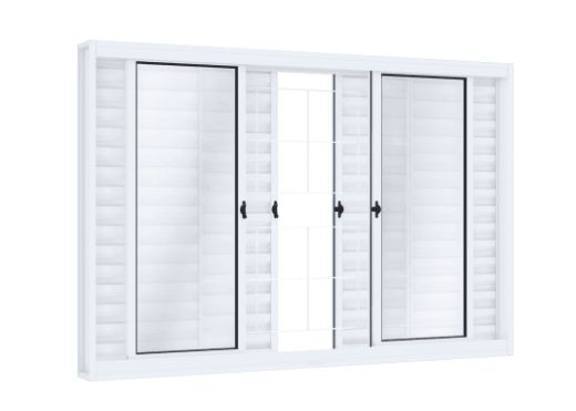 JANELA VENEZIANA AÇO BRANCA C/GRADE 100X150X12CM