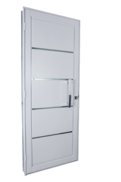 PORTA CRV LAMBRI AÇO BRANCA COM FRISO + PUXADOR  215X95X12CM