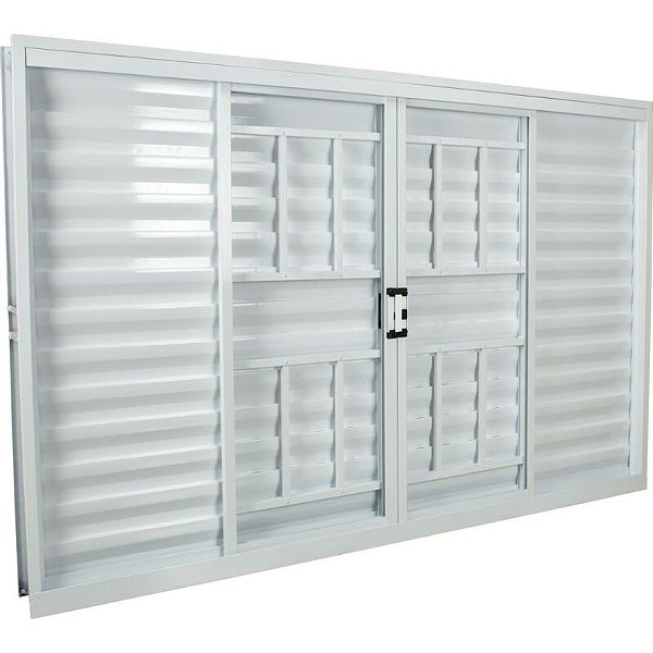JANELA VENEZIANA CRV ALUMINIO STANDART BR 6FOLHAS -2FIXAS 150X100X12CM C/GRADE