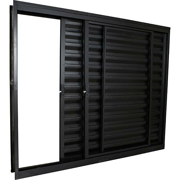 JANELA VENEZIANA CRV ALUMINIO BLACK STANDART  3FOLHAS -1FIXA  100X150X12CM S/GRADE