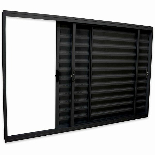 JANELA VENEZIANA CRV ALUMINIO BLACK 3FOLHAS MOVEIS CLASSIC 150X100X7CM