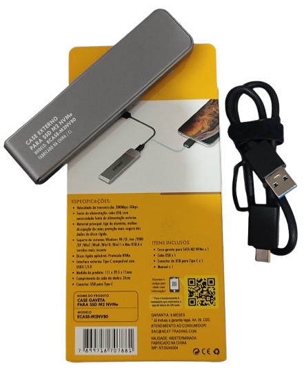 case Ssd M.2 Pcie Nvme M-key Conexão Usb Tipo-c E Usb 3.1  p/pc/not /celular