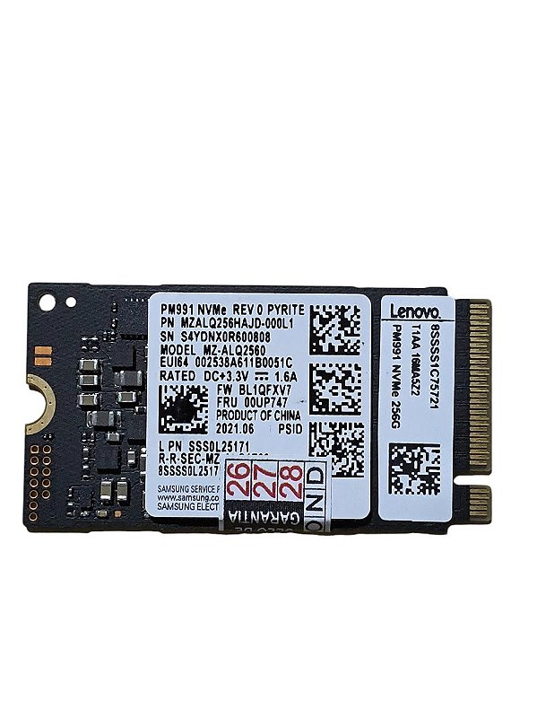 ssd nvme PCIe x4 256gb tamanho 2242