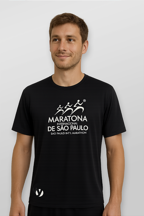Camiseta Tech Run Manga Curta Maratona Intl de São Paulo Masculina - Gumm