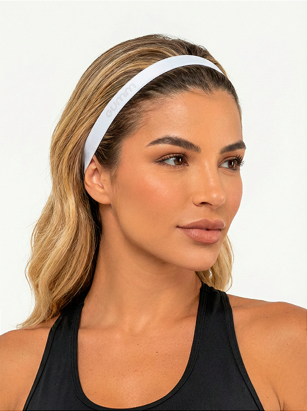 FAIXA PARA CABELO SILICONE E REGULAGEM BRANCA