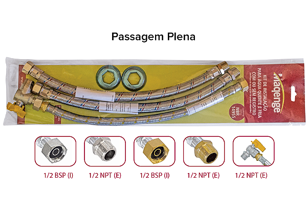 KIT P/ AQUECEDOR A GAS C/ FLEXIVEL E REGISTRO ESFERA 30001 / 1459