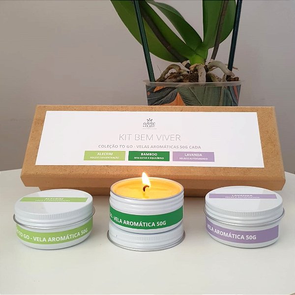 KIT BEM VIVER - 3 VELAS AROMÁTICAS DE 50 G CADA