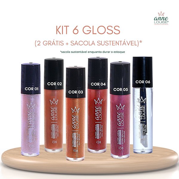 Kit 6 gloss (2 unid grátis) + Sacola Sustentável