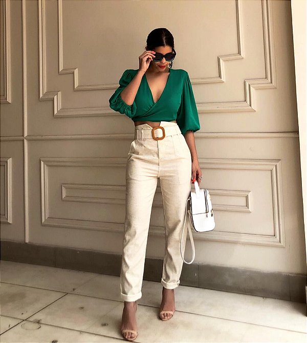 calça alfaiataria feminina linho