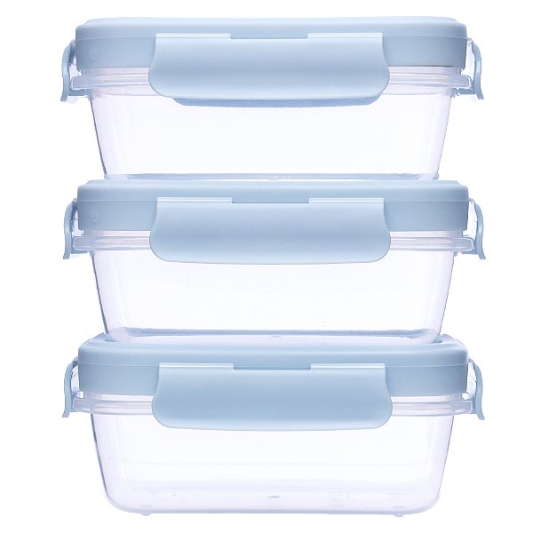 Kit com 3 potinhos hermeticos azul buba