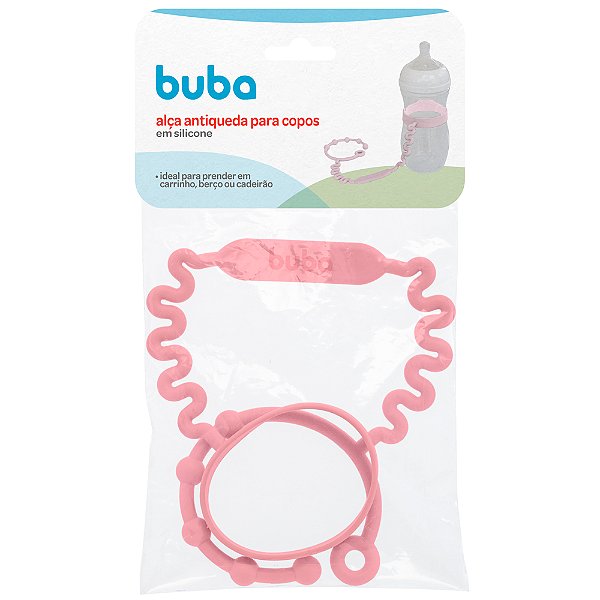 Alça antiqueda para copo em silicone rosa Buba