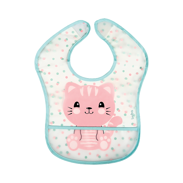 Babador infantil impermeável com bolso gatinho buba