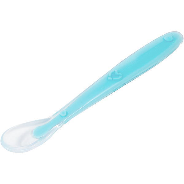 Colher de silicone para bebê azul buba