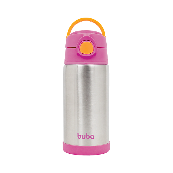 Garrafa térmica infantil em inox buba 400ml rosa