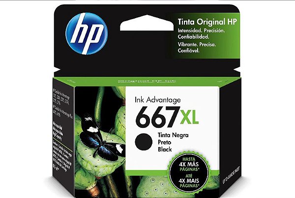 Cartucho HP 667XL Preto Original (3YM81AB) Para HP Deskjet 2376, 2774, 2776, 6476 CX 1 UN