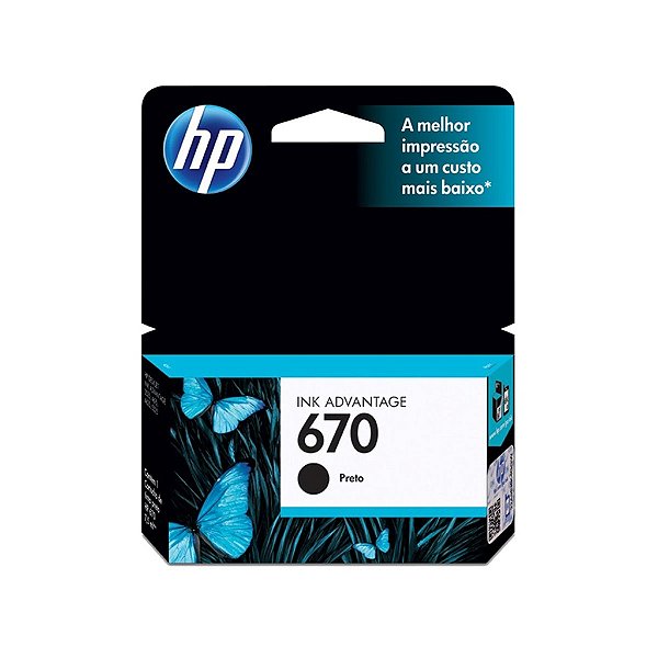 Cartucho HP 670 Preto Original CZ113AB Para HP Deskjet 4615, 4625, 5525 CX 1 UN