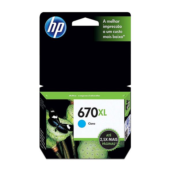 Cartucho HP 670XL Cian Original CZ118AB Para HP Deskjet 4615, 4625, 5525 CX 1 UN