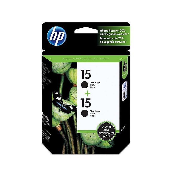 Cartucho de Tinta HP 15 Preto caixa c/2 unidades C8797FL  (ou 2x 6615D/6615DL) Original