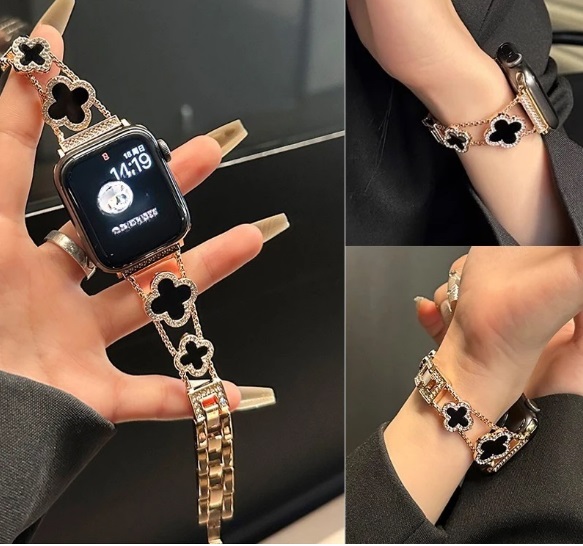 Pulseira De Relógio Corrente De Trevo Para 38mm 40mm 41mm Metal iWatch