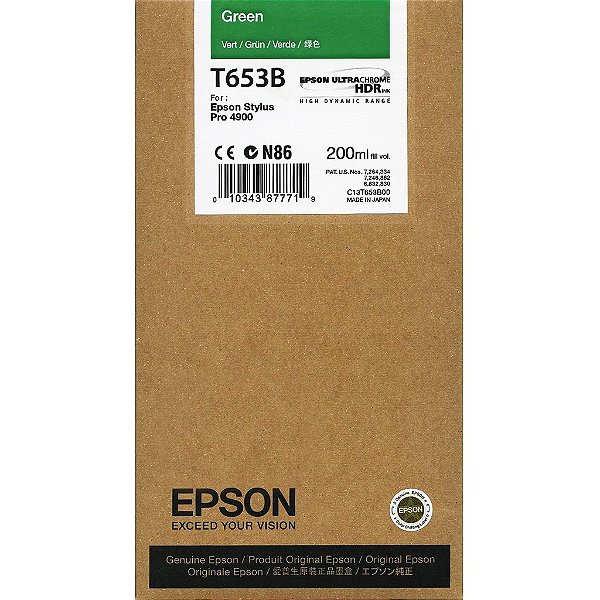 Cartucho de Tinta Epson T653B Green p/ Stylus Pro 4900 Original