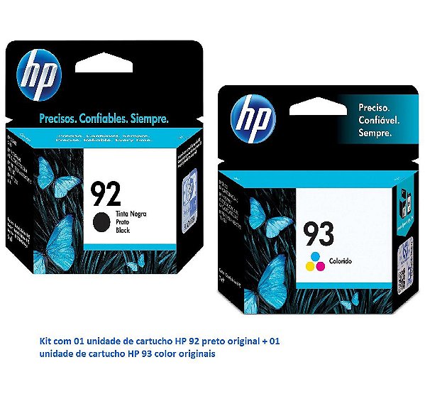 Kit  com 01 Cartucho HP 92 Preto C9362WB + 01 Cartucho HP 93 Tricolor C9361WB Original