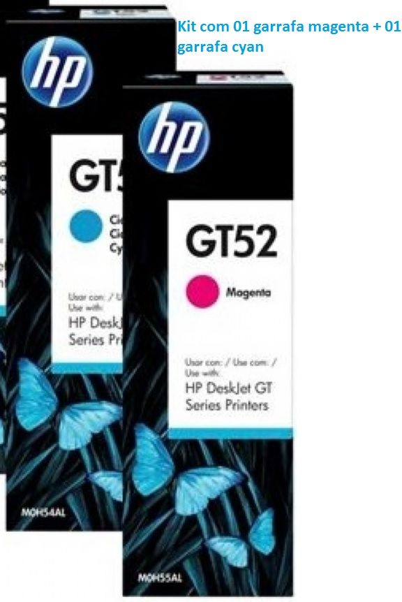 Kit HP GT52 com 01 Garrafa de Tinta Ciano M0H54AL + 01 Garrafa de Tinta Magenta M0H55AL Original