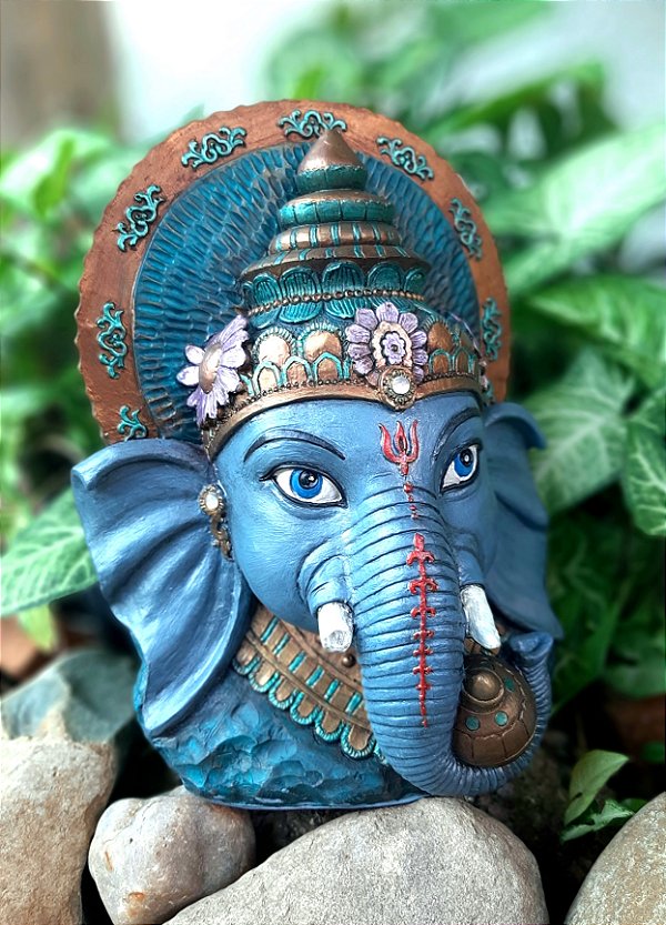 CABEÇA GANESHA 27 CM, COLORIDA
