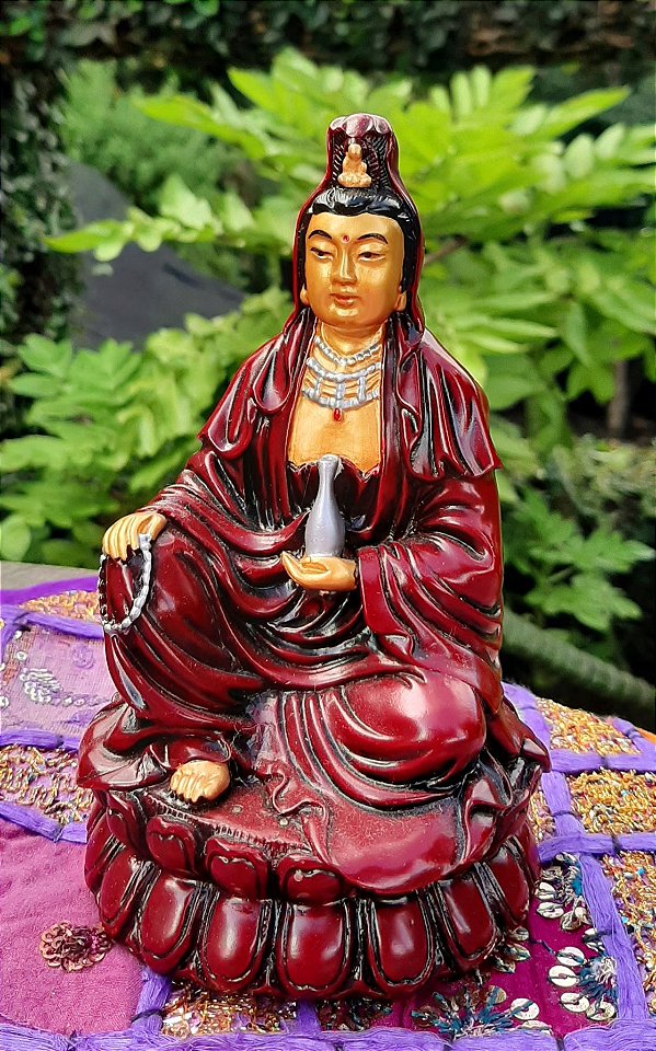 KUAN YIN EM FLOR DE LOTUS 16 CM